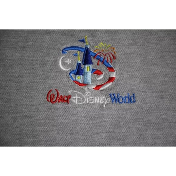 Vintage Walt Disney World Polo Shirt Mens L Gray Magic Kingdom Logo Embroidered - Picture 3 of 8